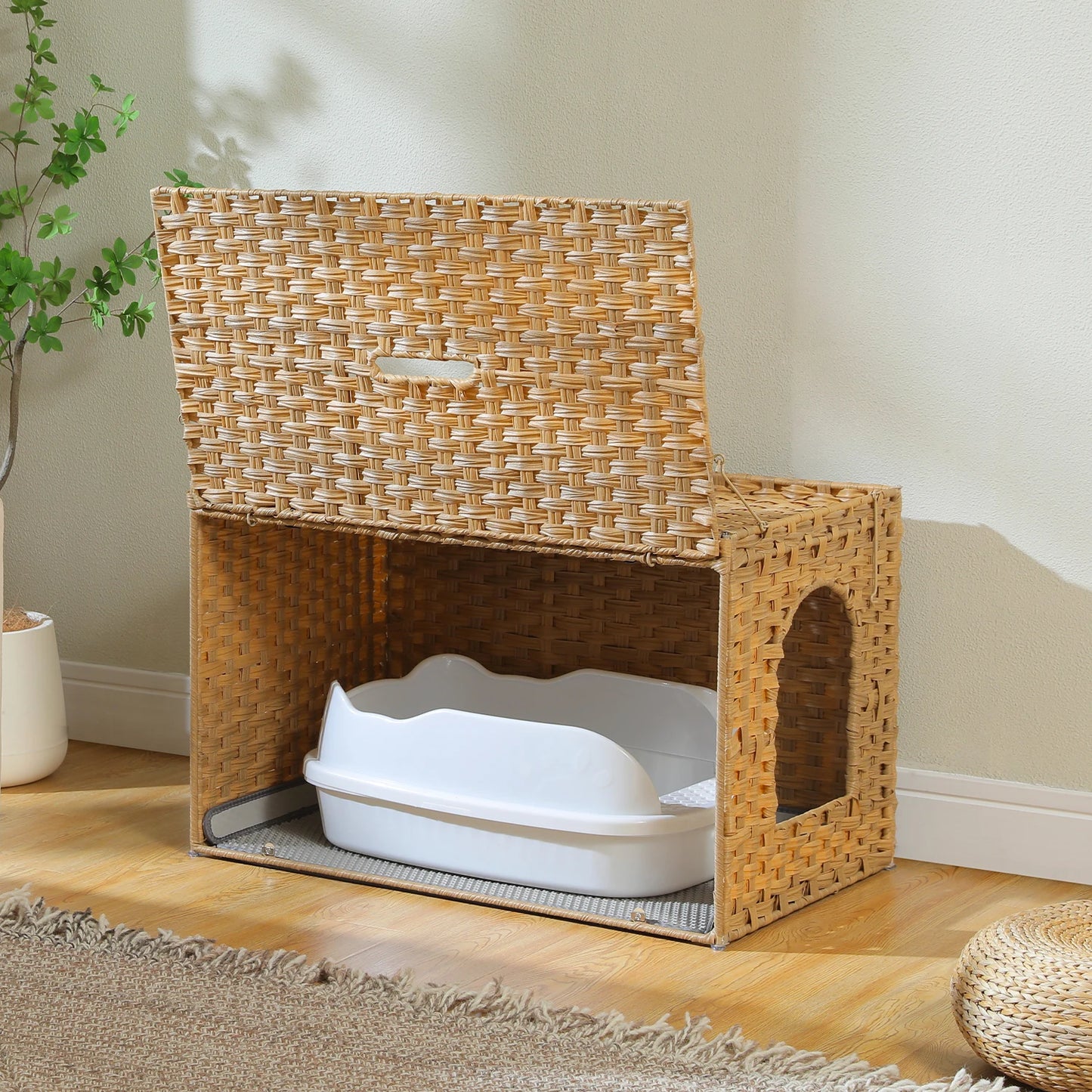 Rattan Hidden Litter Box House
