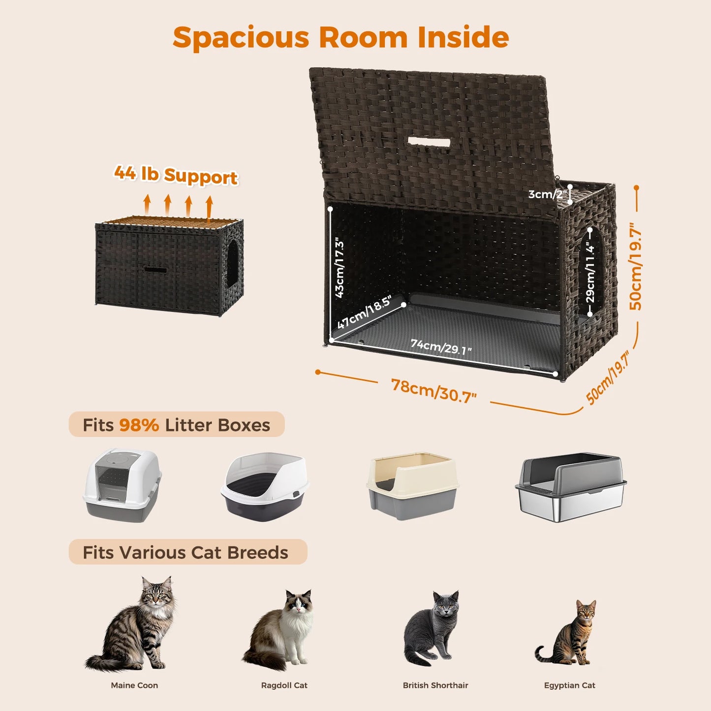 Rattan Hidden Litter Box House
