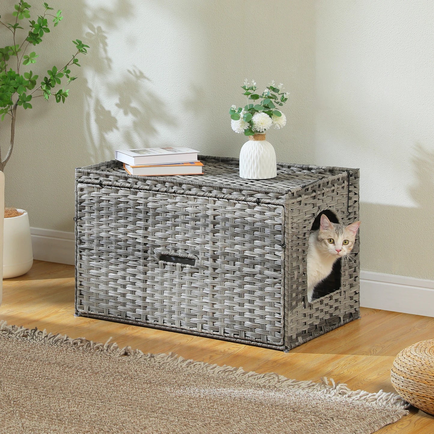Rattan Hidden Litter Box House