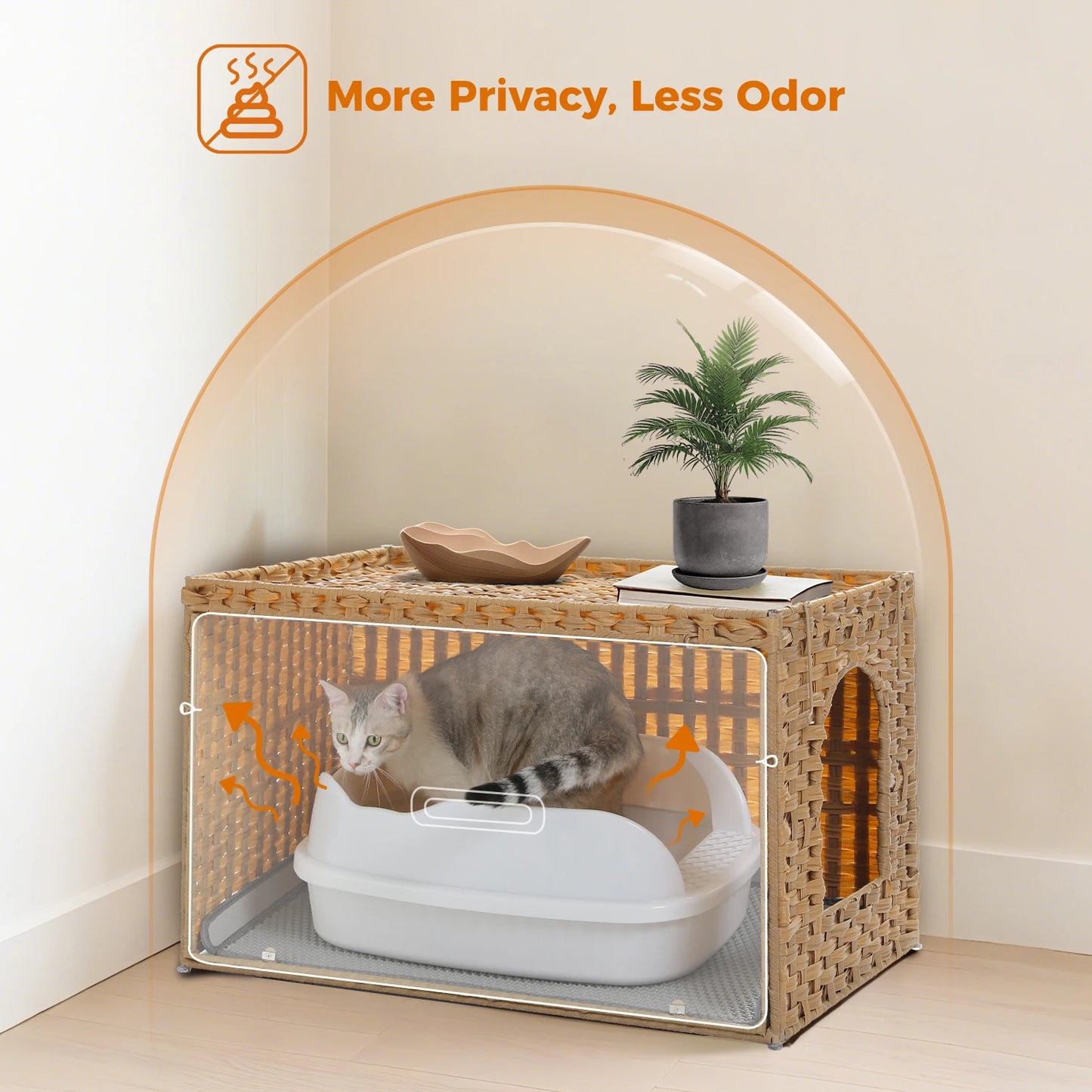 Rattan Hidden Litter Box House